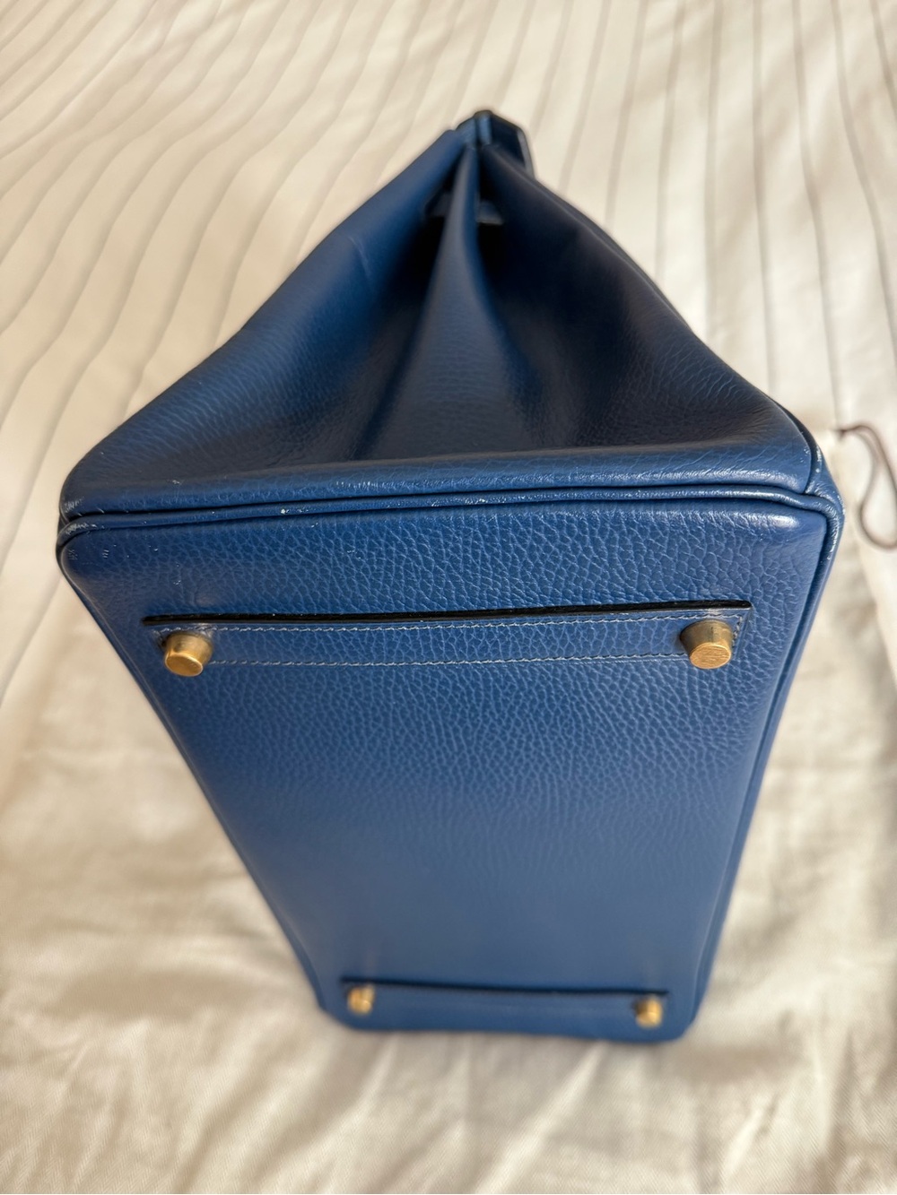 Hemes Birkin 35 Ardennes F square in Cobalt Blue  with Gold Hardware - Picture 6 of 14